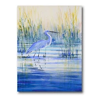 Blue Heron on The Lake Shore At Sunset  Canvas Wall Art Print