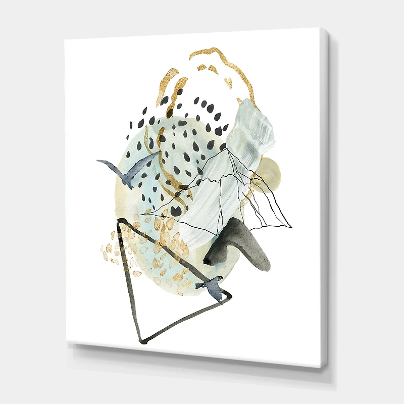 Toile « Gouache of Abstract Landscape with Mountain Bird »