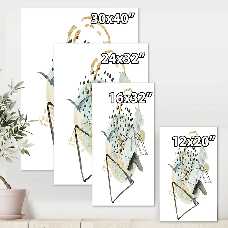 Toile « Gouache of Abstract Landscape with Mountain Bird »