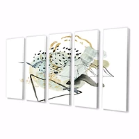 Gouache of Abstract Landscape with Mountain Bird Canvas Wall Art Print Panels