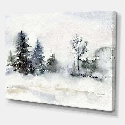 Christmas Minimalistic Forest Landscape and Snow Canvas Wall Art