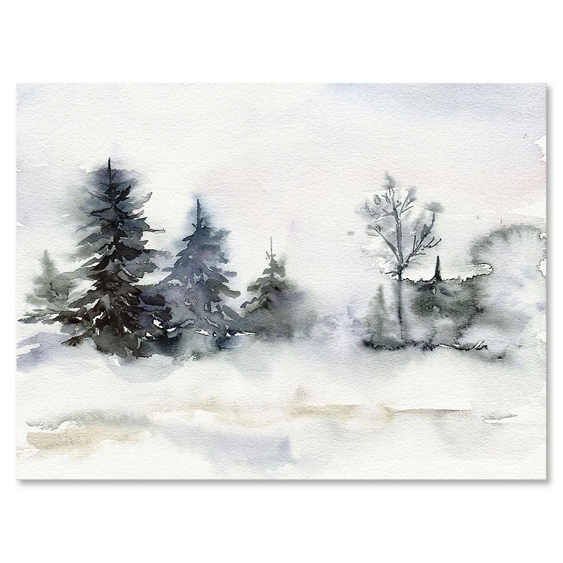 Christmas Minimalistic Forest Landscape and Snow Canvas Wall Art