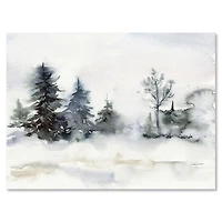 Christmas Minimalistic Forest Landscape and Snow Canvas Wall Art