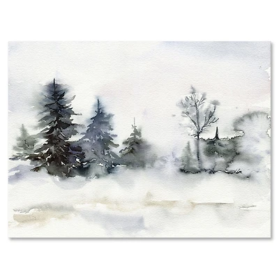 Toile imprimée « Christmas Minimalistic Forest Landscape and Snow »