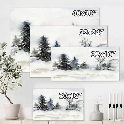 Christmas Minimalistic Forest Landscape and Snow Canvas Wall Art