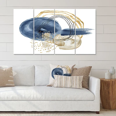 Toile imprimée « Abstract Dark Blue Gold & Black Underwater Life