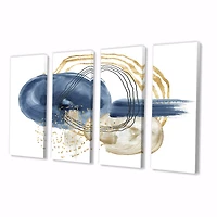 Abstract Dark Blue Gold & Black Underwater Life Canvas Wall Art Print