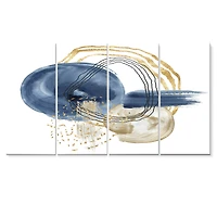 Toile imprimée « Abstract Dark Blue Gold & Black Underwater Life