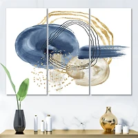 Abstract Dark Blue Gold & Black Underwater Life Canvas Wall Art Print panels
