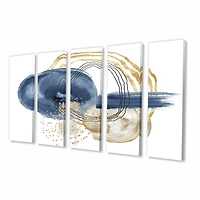 Abstract Dark Blue Gold & Black Underwater Life Canvas Wall Art Print