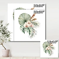 Tropical Bouquet with Orchids Palm Leaves  Canvas Wall Art Print