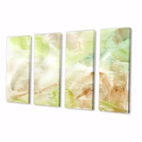 Pastel Abstract with Green Brown and Beige Spots Canvas Wall Art Print