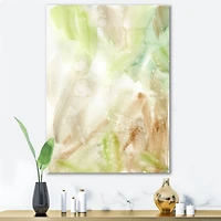 Pastel Abstract with Green Brown and Beige Spots Canvas Wall Art Print