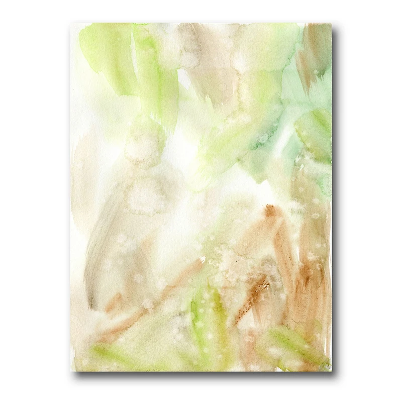 Pastel Abstract with Green Brown and Beige Spots Canvas Wall Art Print