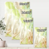 Pastel Abstract with Green Brown and Beige Spots Canvas Wall Art Print