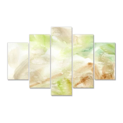 Pastel Abstract with Green Brown and Beige Spots Canvas Wall Art Print