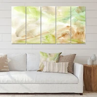 Pastel Abstract with Green Brown and Beige Spots Canvas Wall Art Print