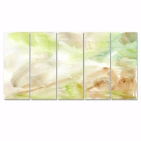 Pastel Abstract with Green Brown and Beige Spots Canvas Wall Art Print
