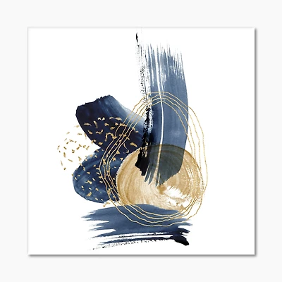 Toile imprimée « Landscape of Dark Blue Mountains & Gold Strokes II »