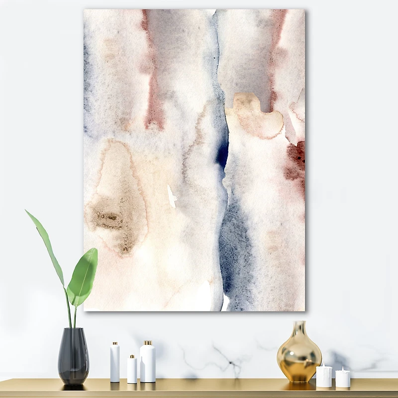 Pastel Abstract with Dark Blue Pink & Gray Spots  Wall Art