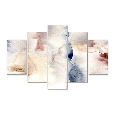 Pastel with Dark Blue Pink & Gray Spots Canvas Wall Art Print