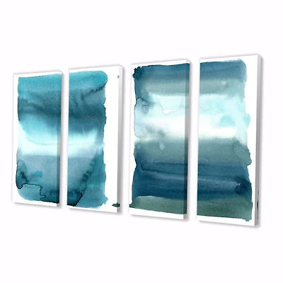 Ocean Blue Aquatic Abstract Impression I Canvas Wall Art Print