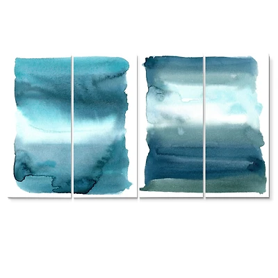 Ocean Blue Aquatic Abstract Impression I Canvas Wall Art Print