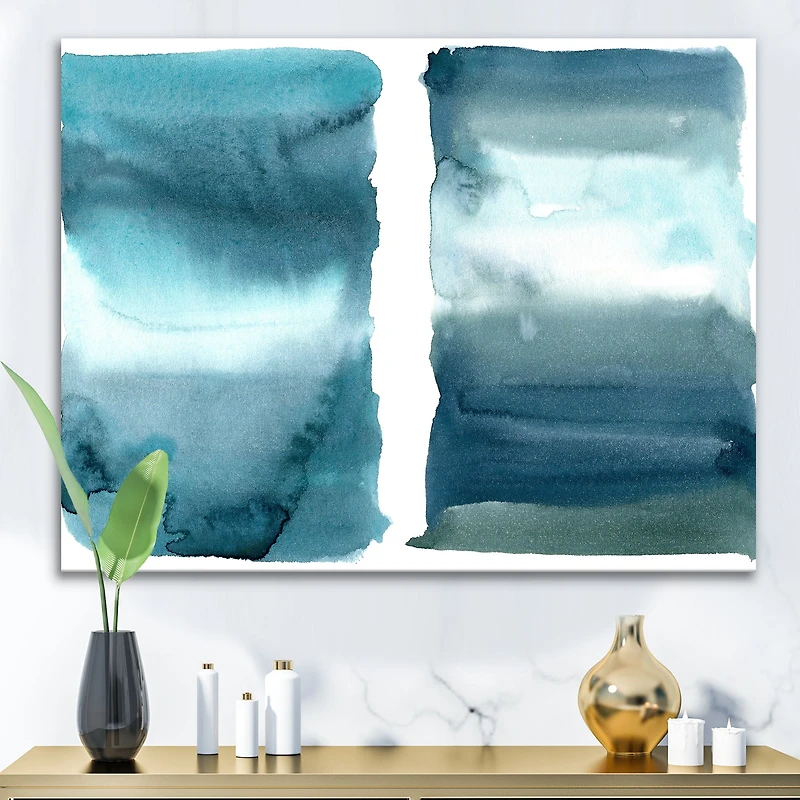 Ocean Blue Aquatic Abstract Impression I Canvas Wall Art Print