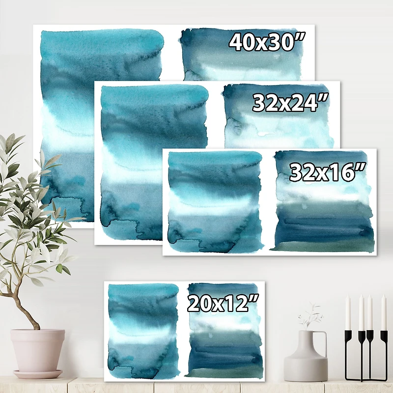 Ocean Blue Aquatic Abstract Impression I Canvas Wall Art Print