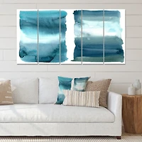 Ocean Blue Aquatic Abstract Impression I Canvas Wall Art Print