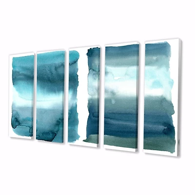 Ocean Blue Aquatic Abstract Impression I Canvas Wall Art Print