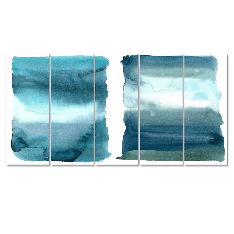 Ocean Blue Aquatic Abstract Impression I Canvas Wall Art Print