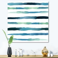 Aquatic Dark Blue Verticals Canvas Wall Art Print