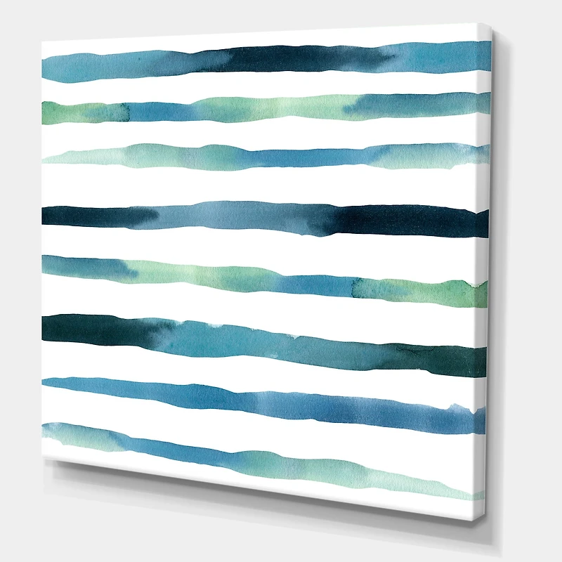 Aquatic Dark Blue Verticals Canvas Wall Art Print