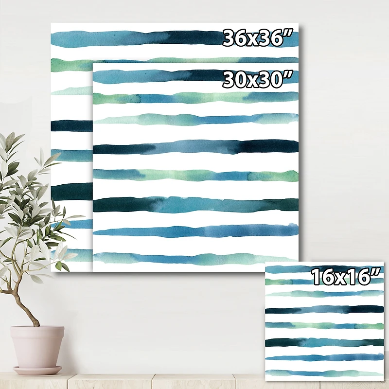 Aquatic Dark Blue Verticals Canvas Wall Art Print