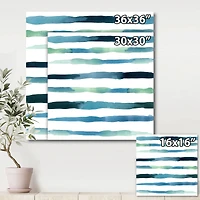 Aquatic Dark Blue Verticals Canvas Wall Art Print