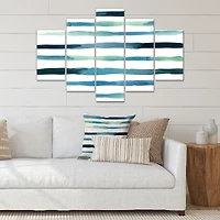 Aquatic Dark Blue Verticals Canvas Wall Art Print