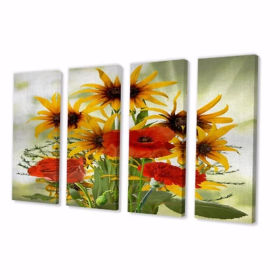 SunFlowers and Poppies The Wild Canvas Wall Art Print - Panels