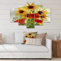 SunFlowers and Poppies The Wild Canvas Wall Art Print