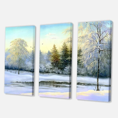 Green Trees Beautiful Winter Landscape Canvas Wall Art Print