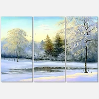 Green Trees Beautiful Winter Landscape Canvas Wall Art Print