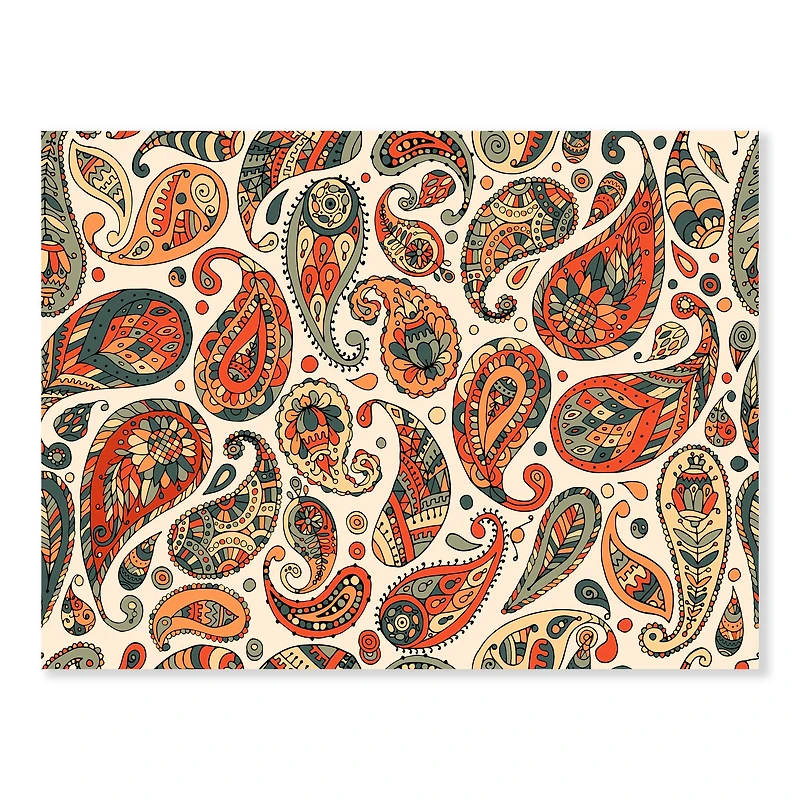 Retro Orange Modern Abstract Paisley Bohemian Canvas Wall Art Print