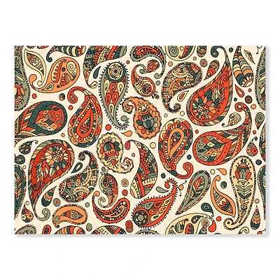 Retro Orange Modern Abstract Paisley Bohemian Canvas Wall Art Print