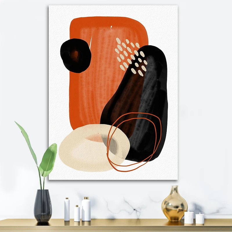 Organic Minimalistic Shapes Retro Colors III  Canvas Wall Art Print