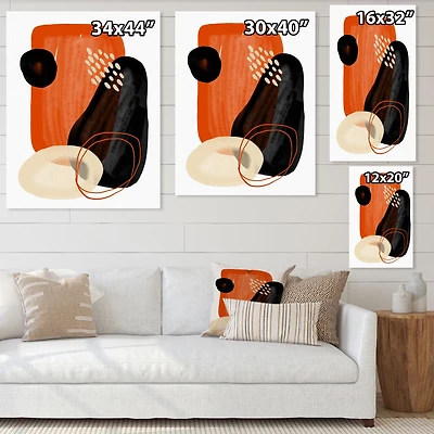 Organic Minimalistic Shapes Retro Colors III  Canvas Wall Art Print