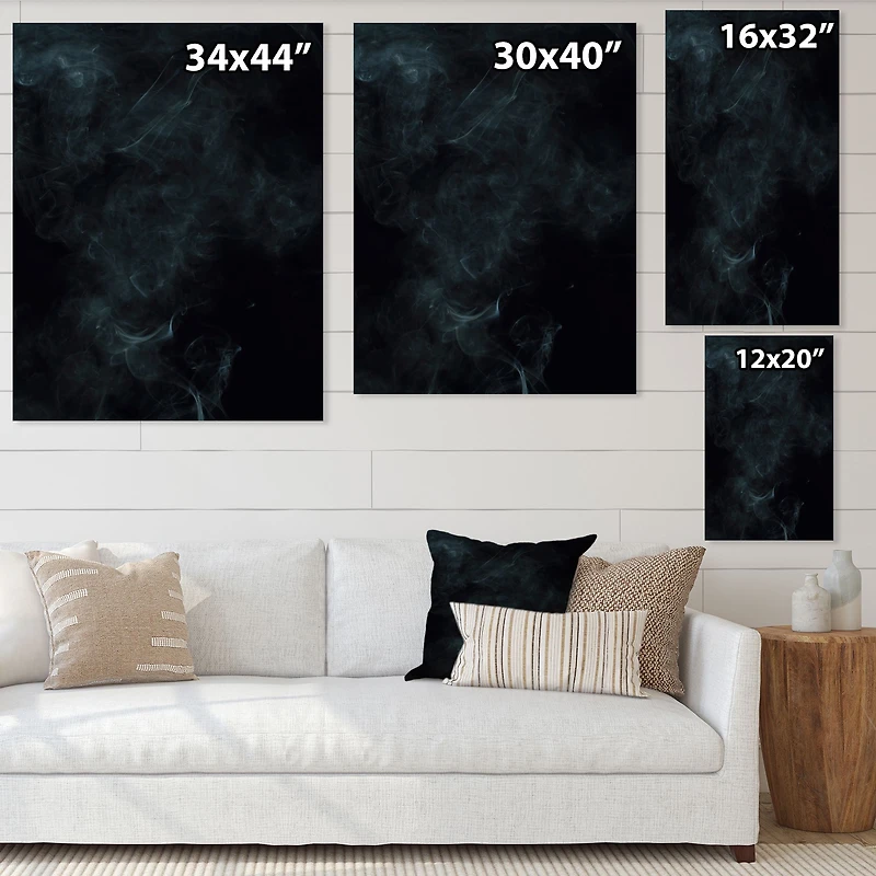 White Smoke on Black  Canvas Wall Art Print