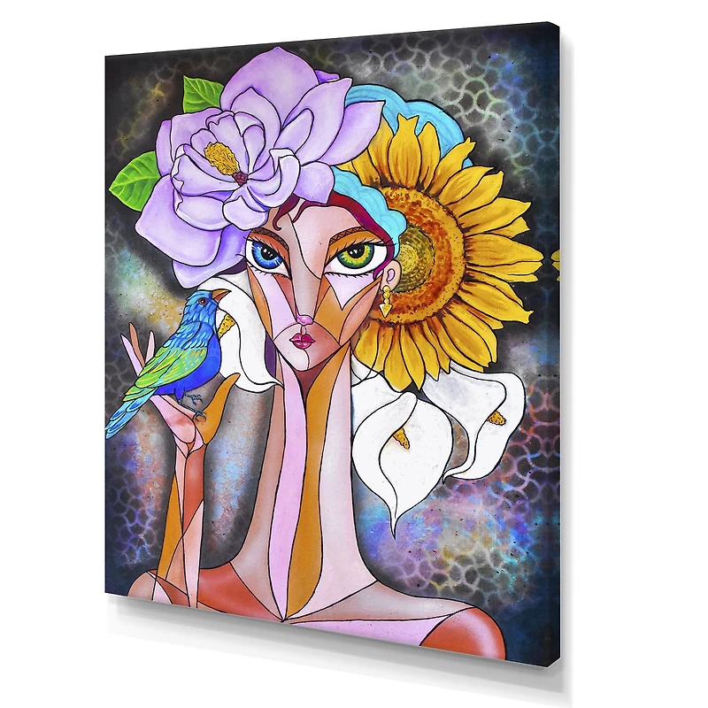 Cubist Girl Portrait Canvas Wall Art Print