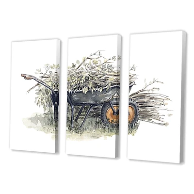 Old Garden Trolley Full of Cut Branches Canvas Wall Art Print