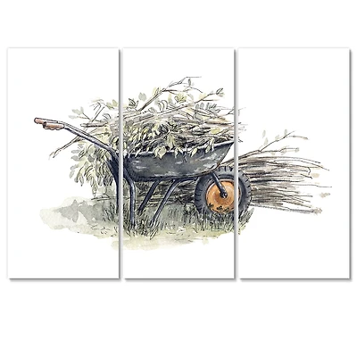 Old Garden Trolley Full of Cut Branches Canvas Wall Art Print