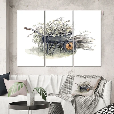 Old Garden Trolley Full of Cut Branches Canvas Wall Art Print
